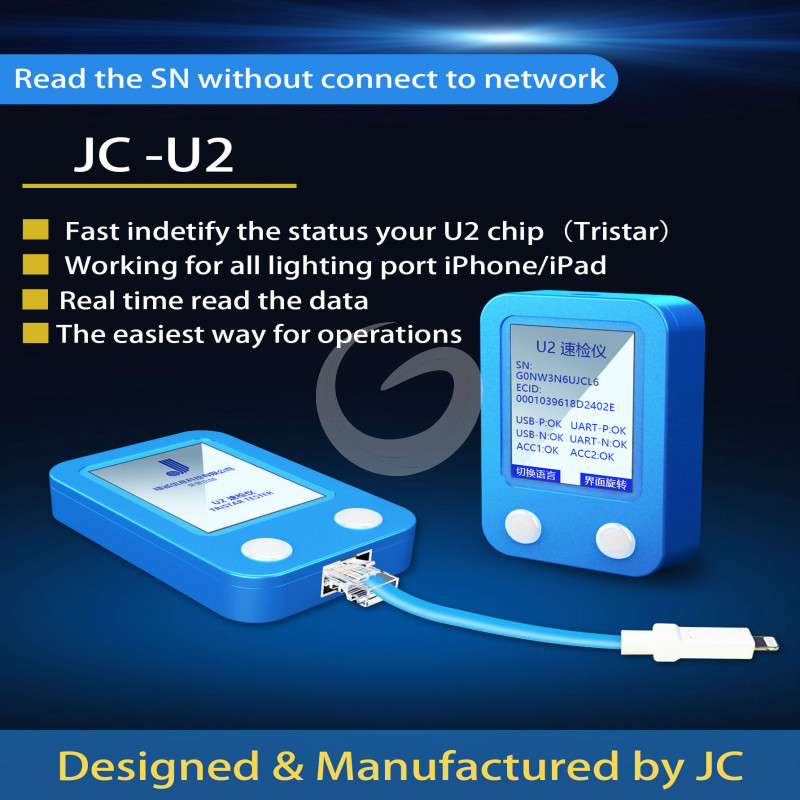 JC U2 Tristar Tester for iPhone/iPad U2 Charger IC and SN For JC Pro  1000SNew